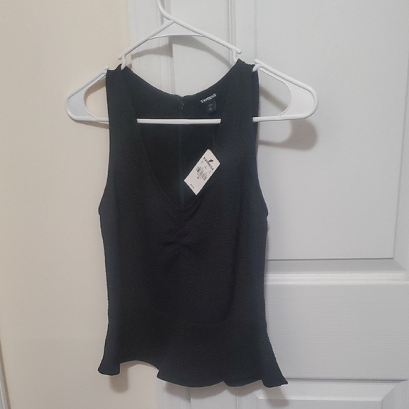 Express Tops - Express Black Sleeveless Peplum Blouse